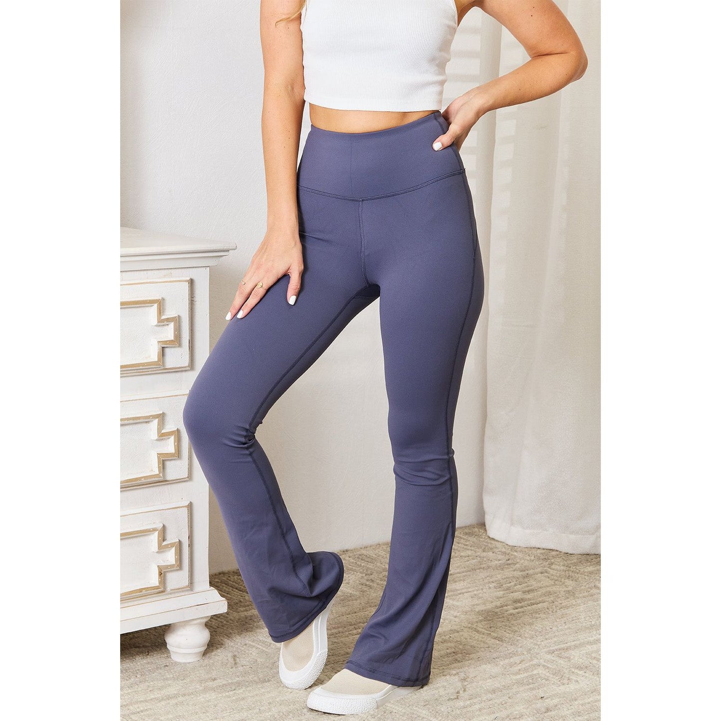 Basic Bae Wide Waistband Bootcut Sports Pants