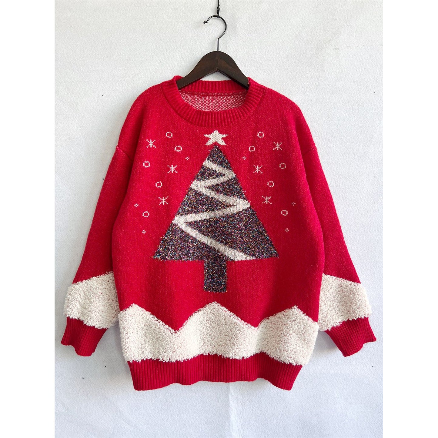 Christmas Tree Graphic Dropped Shoulder Sweater