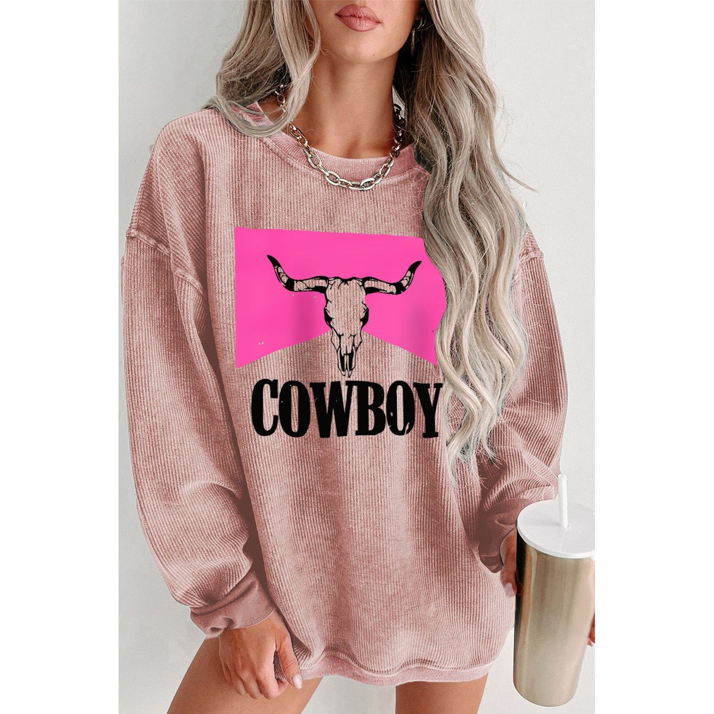 COWBOY Graphic Round Neck Sweatshirt