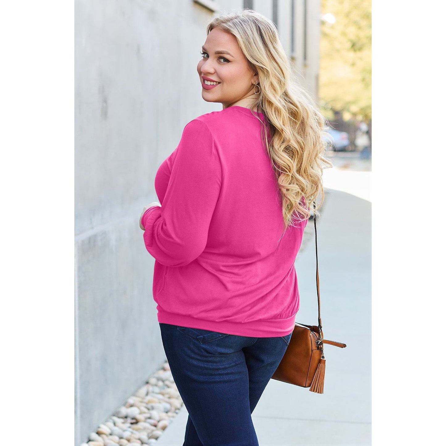 Basic Bae Full Size V-Neck Lantern Sleeve Top