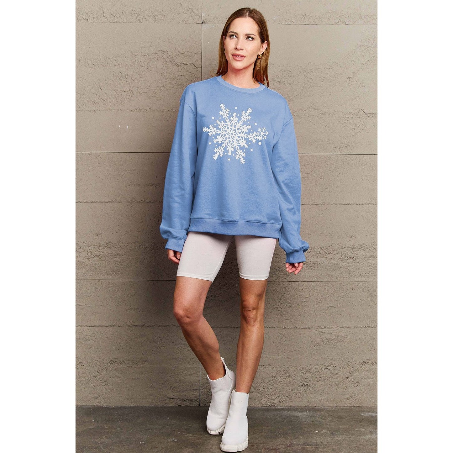 Simply Love Full Size Snowflake Graphic Sweatshirt