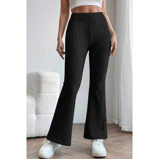 Basic Bae Full Size Ribbed High Waist Flare Pants