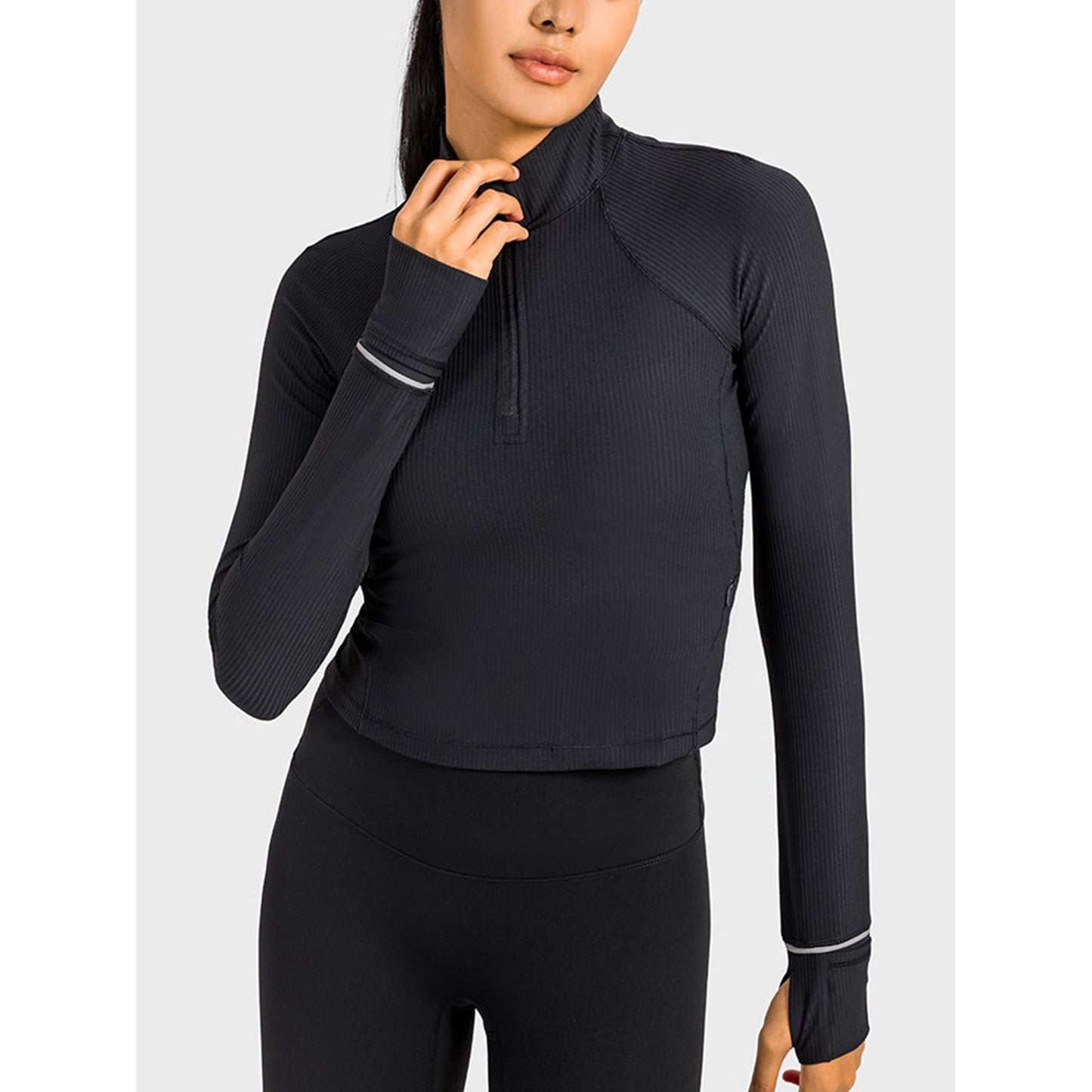 Mock Neck Half Zip Long Sleeve Sport Top