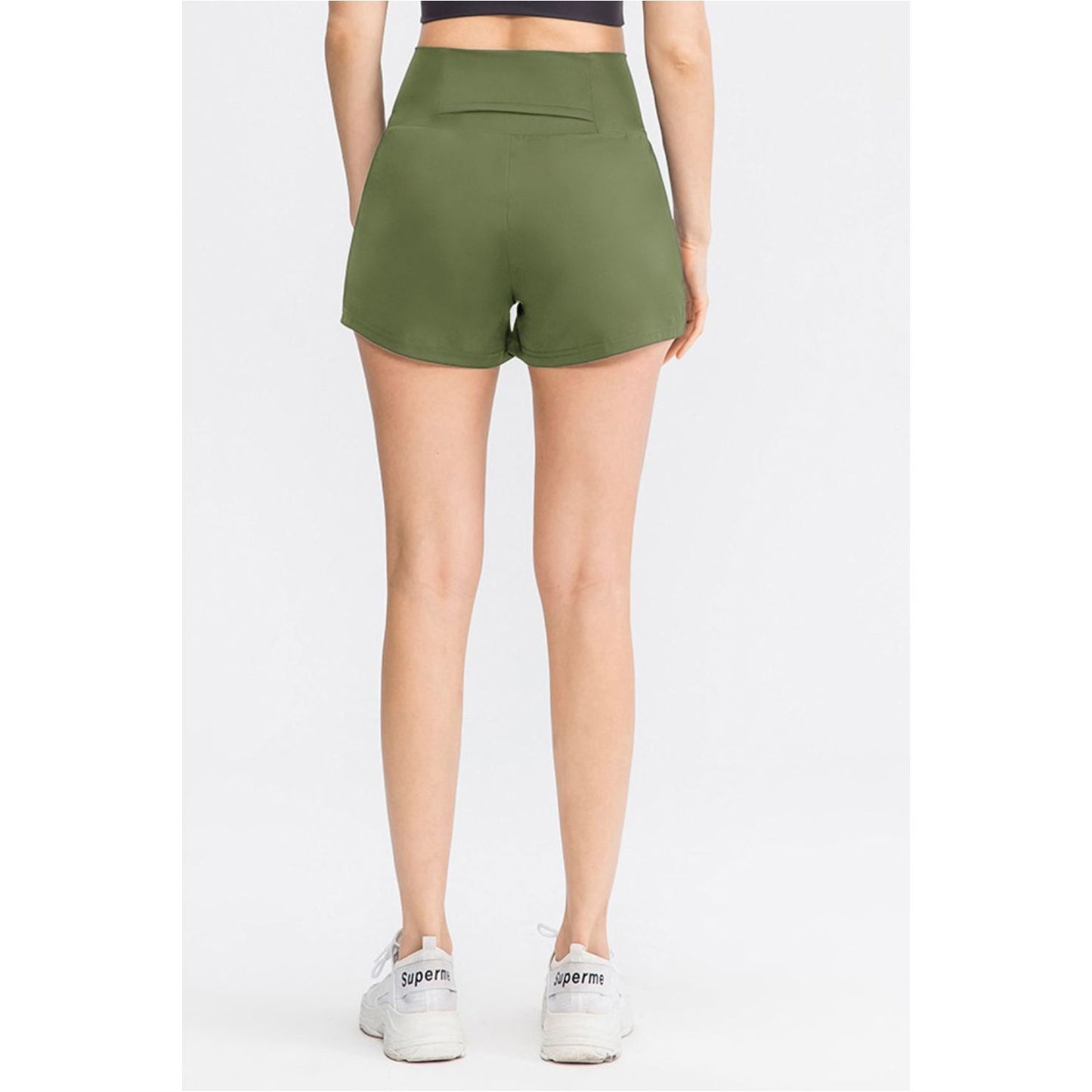 Wide Waistband Sports Shorts with Pockets