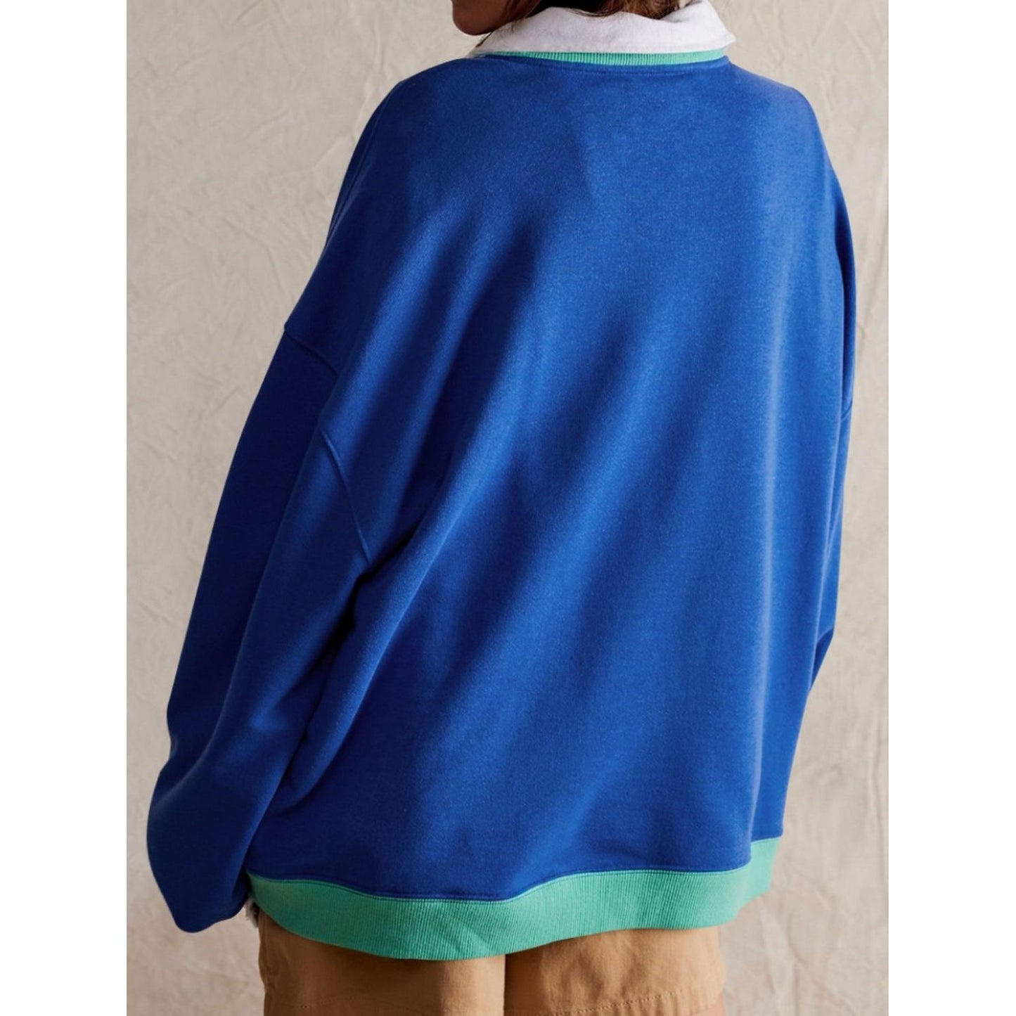 Contrast Dropped Shoulder Long Sleeve Sweatshirt