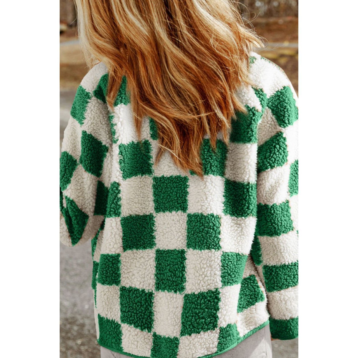 Checkered Snap Down Long Sleeve Jacket