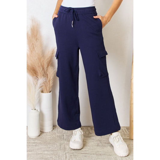 RISEN Drawstring Relaxed Cargo Wide Leg Pants