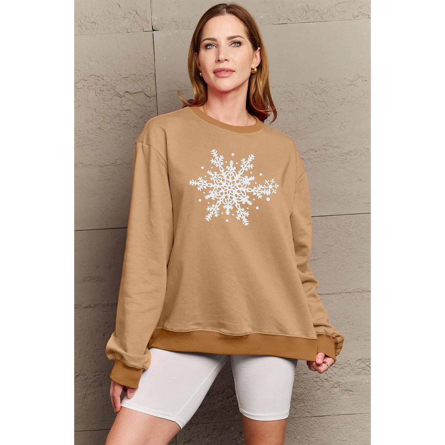 Simply Love Full Size Snowflake Graphic Sweatshirt