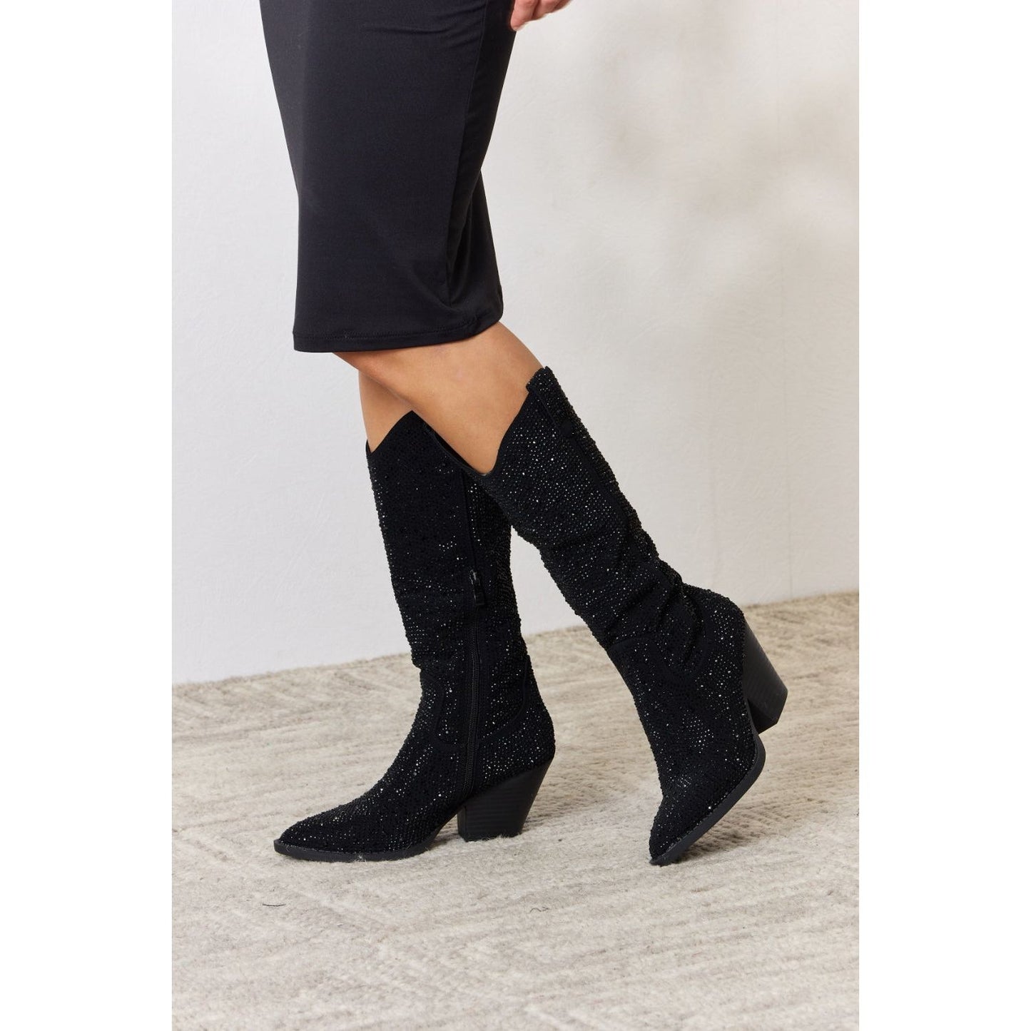 Forever Link Rhinestone Knee High Cowboy Boots