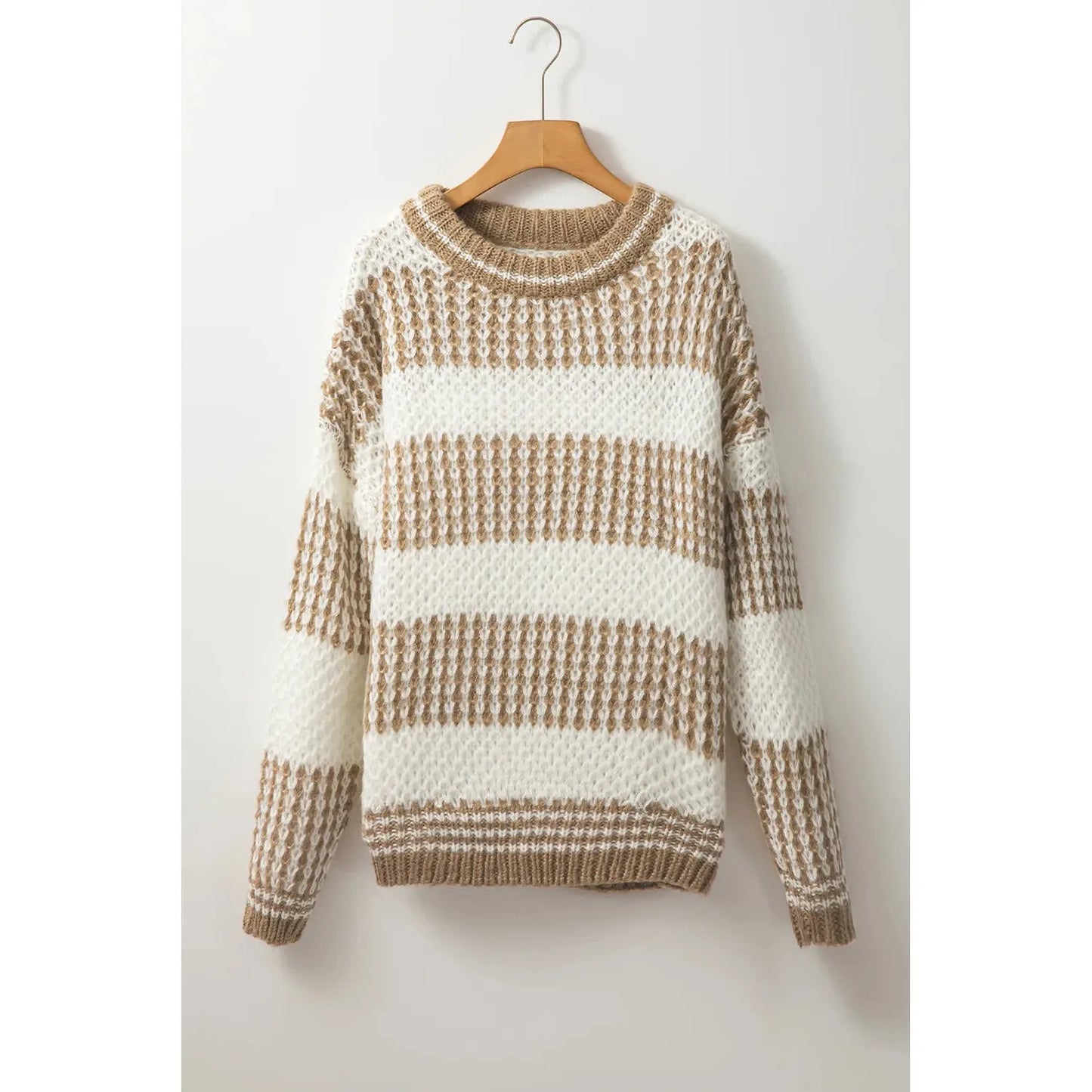 Color Block Round Neck Dropped Shoulder Sweater