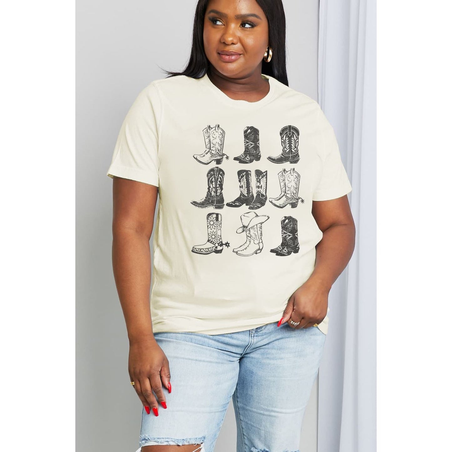 Simply Love Simply Love Full Size Cowboy Boots Graphic Cotton Tee