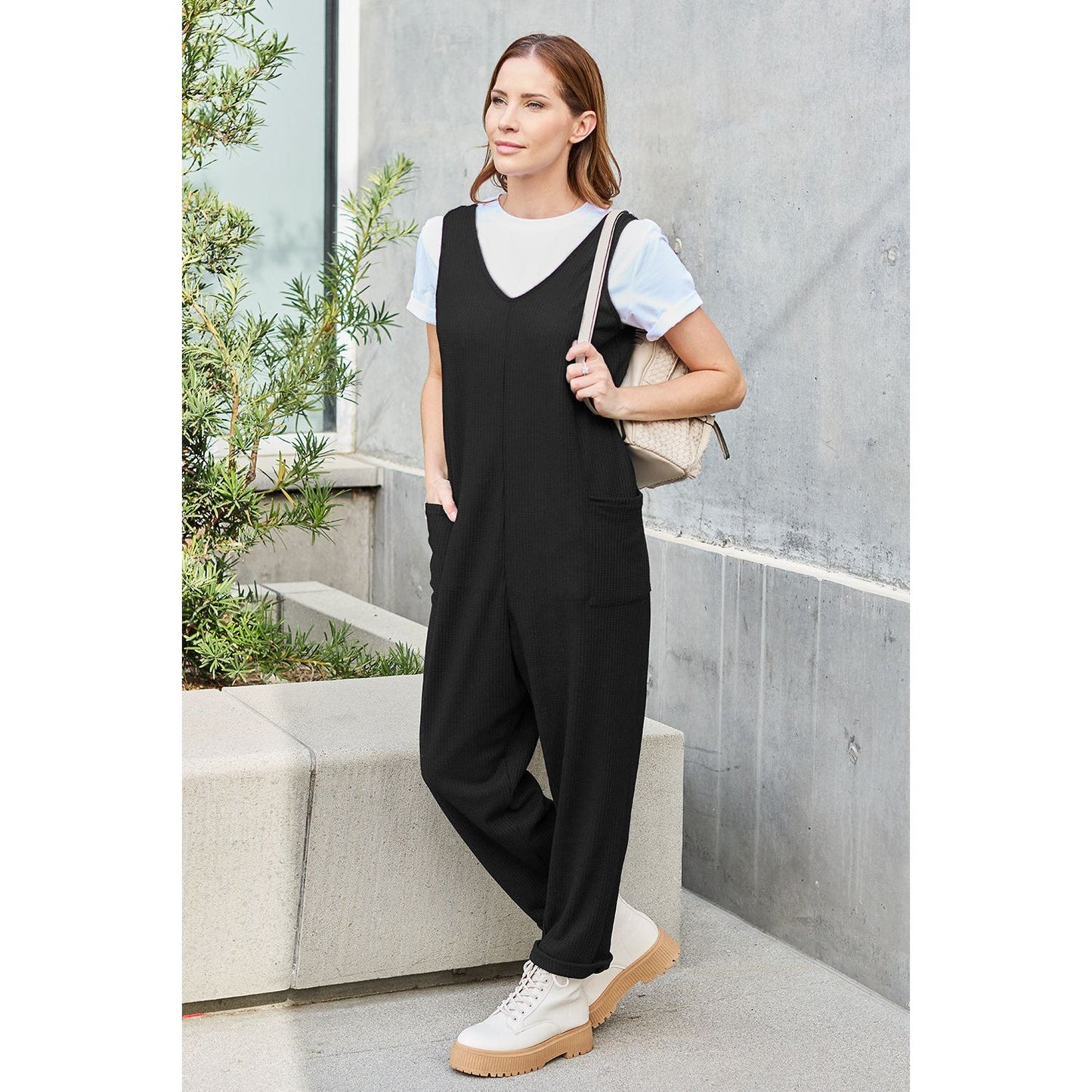 Double Take Full Size Sleeveless Straight Jumpsuit