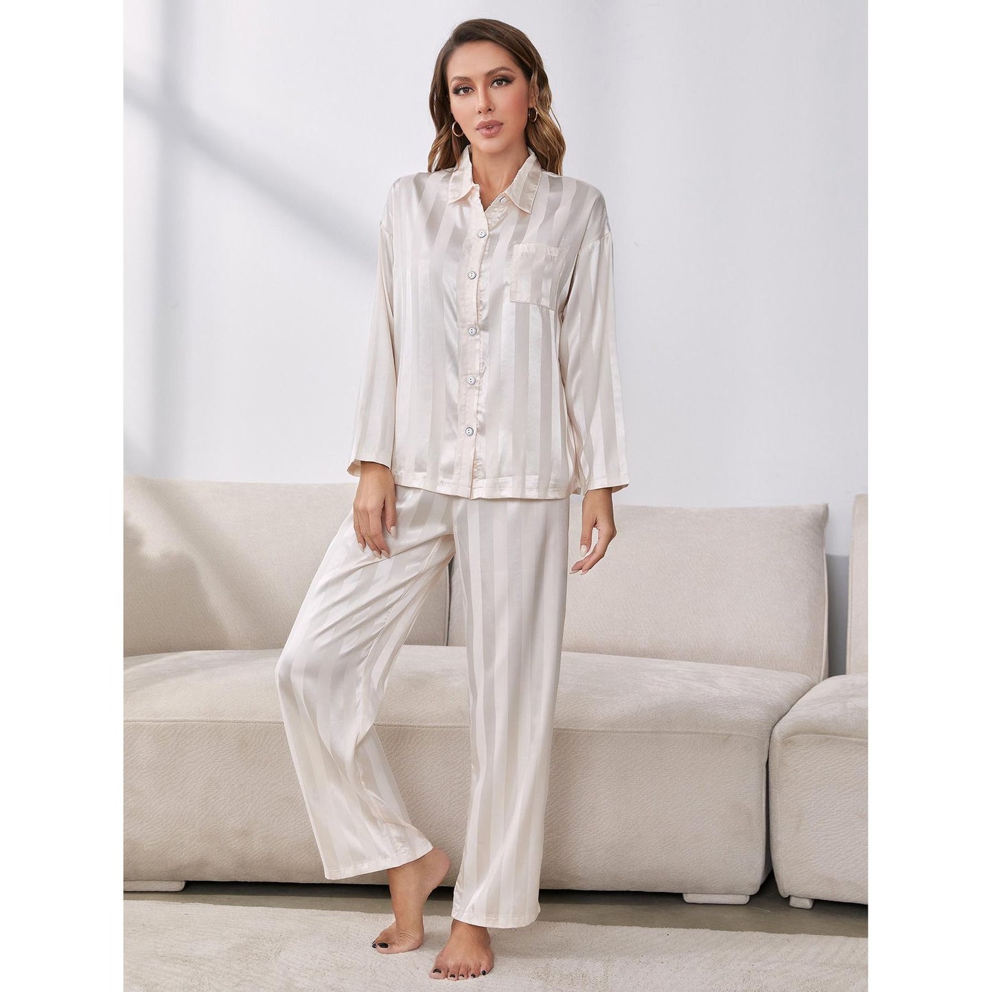 Button-Up Shirt and Pants Pajama Set