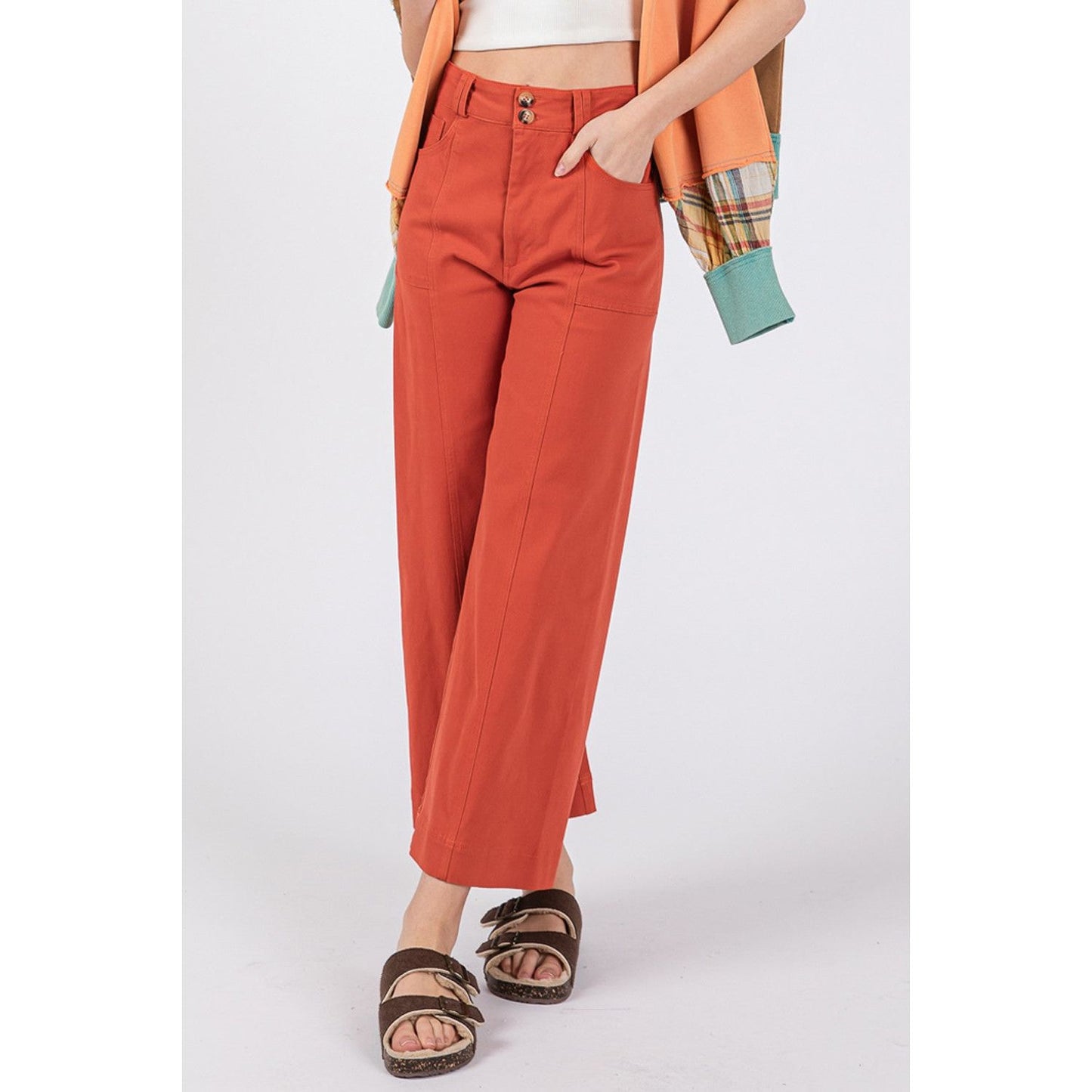 SAGE + FIG Wide Leg Cropped Pants