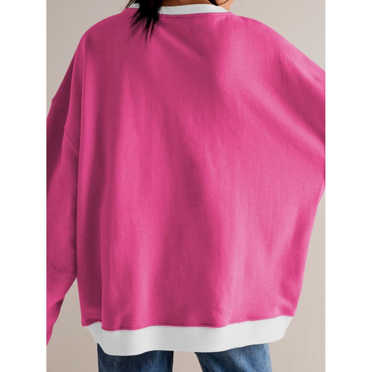 Contrast Dropped Shoulder Long Sleeve Sweatshirt