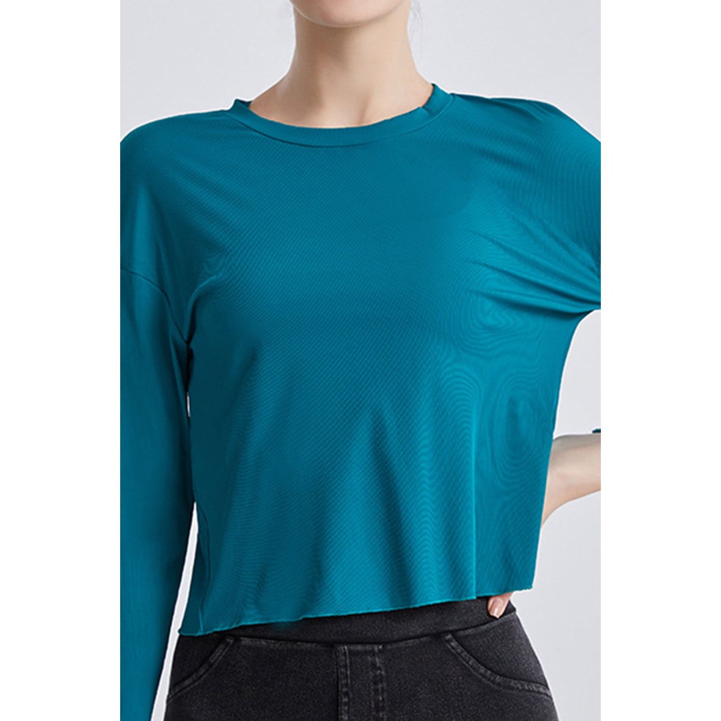 Round Neck Dropped Shoulder Active T-Shirt