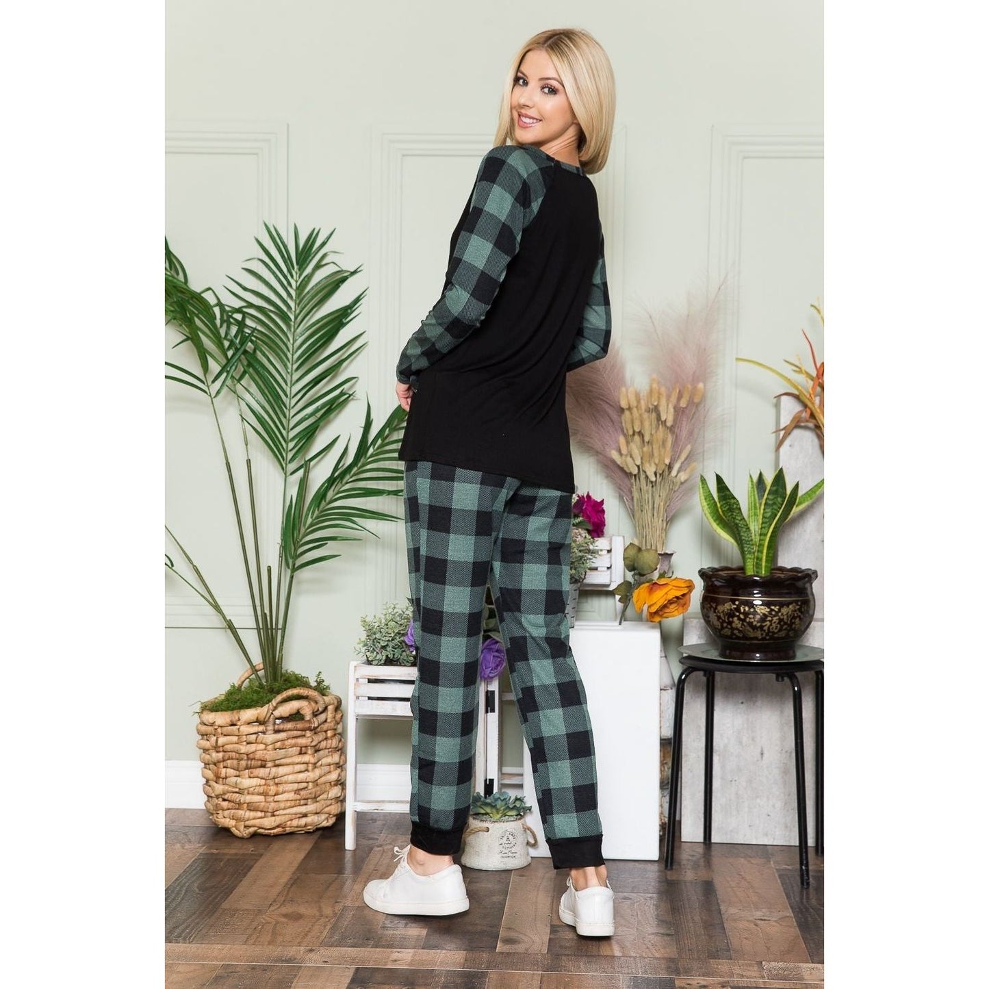 Celeste Plaid Long Sleeve T-Shirt with Pockets