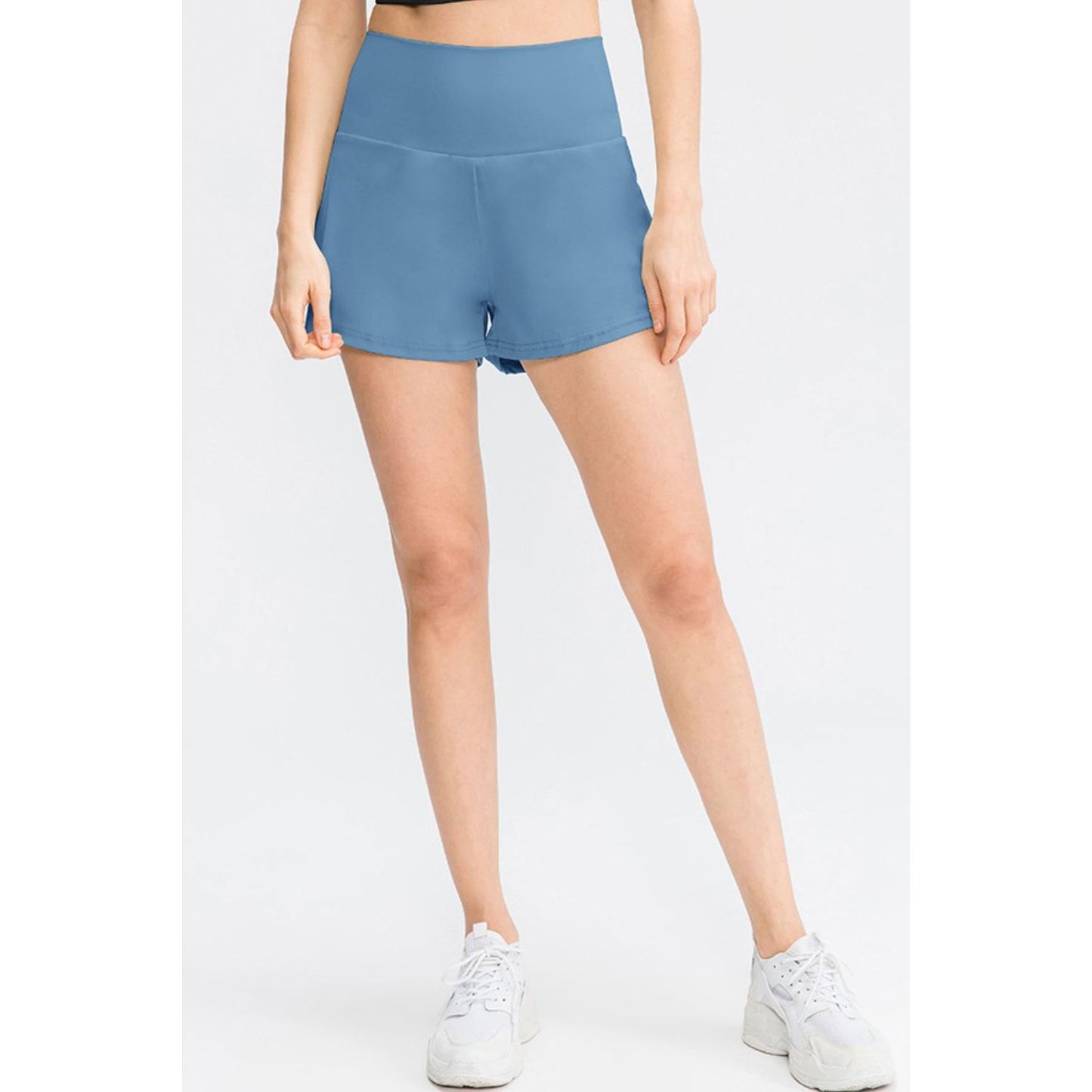 Wide Waistband Sports Shorts with Pockets