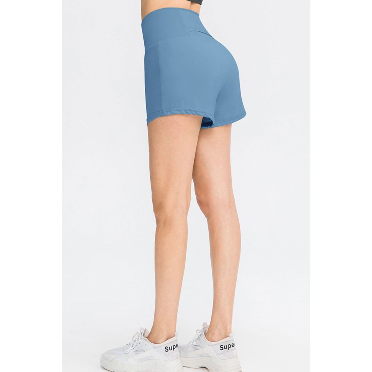 Wide Waistband Sports Shorts with Pockets