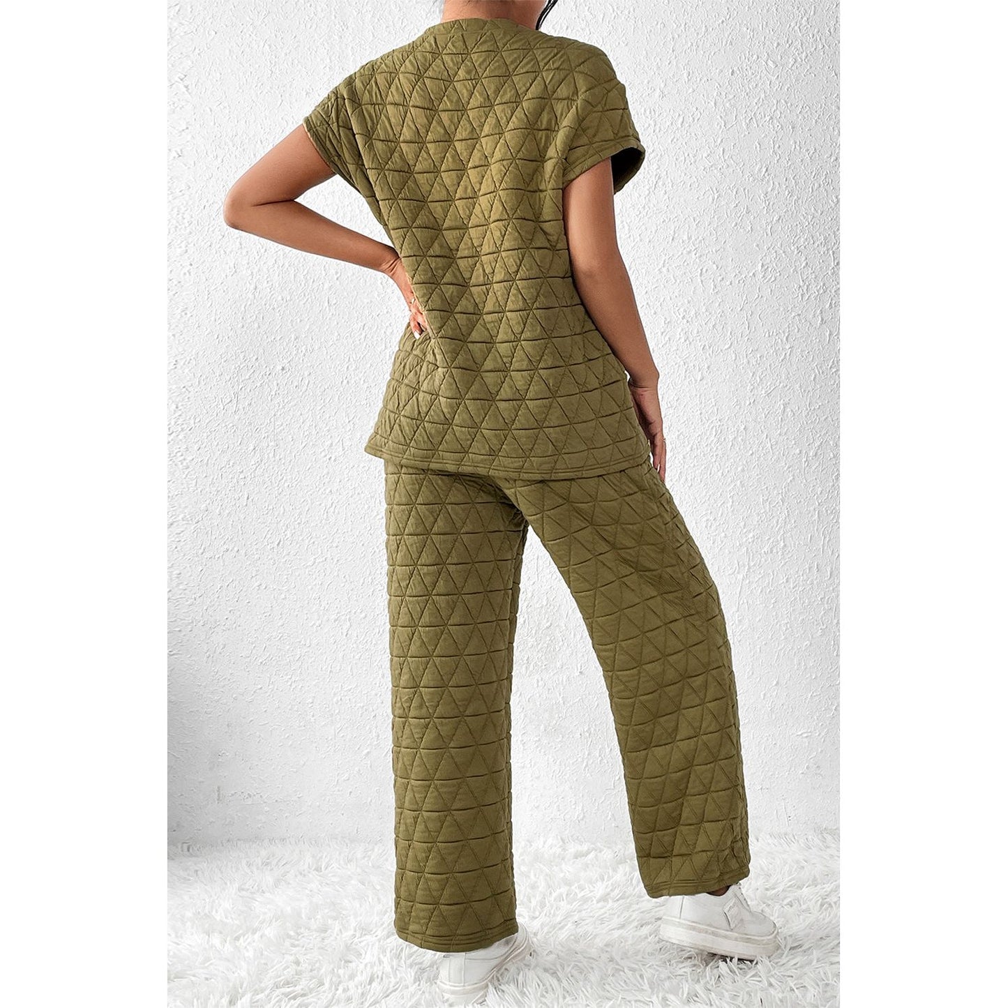 Short Sleeve Top and Pocketed Pants Lounge Set