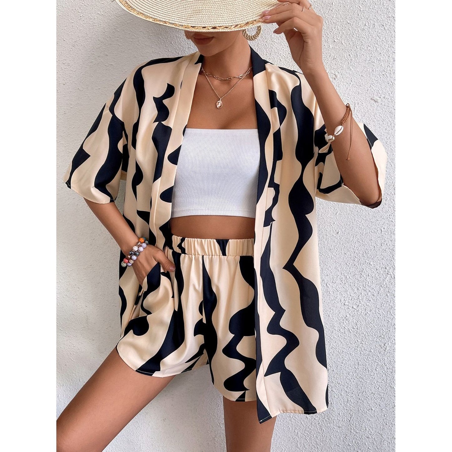 Printed Half Sleeve Top and Shorts Set