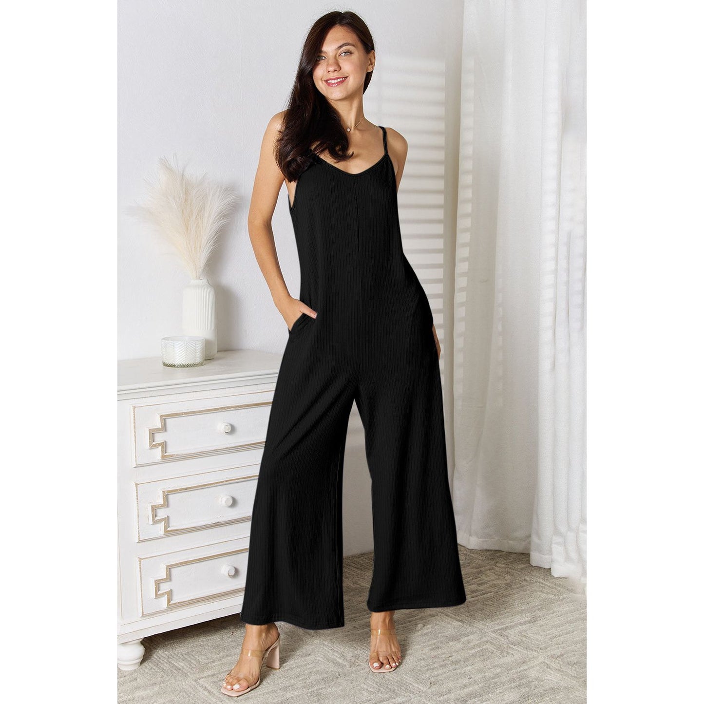 Basic Bae Full Size Spaghetti Strap V-Neck Jumpsuit