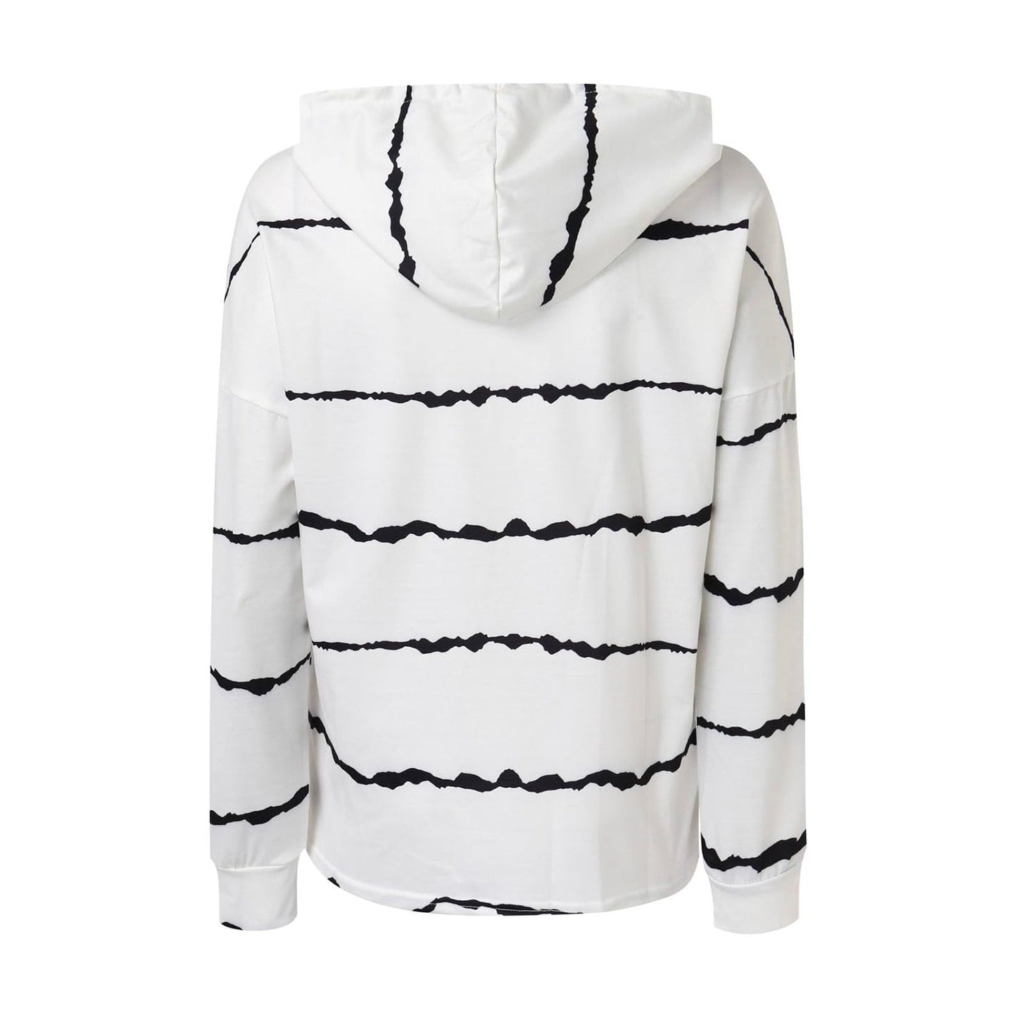 Drawstring Striped Long Sleeve Hoodie