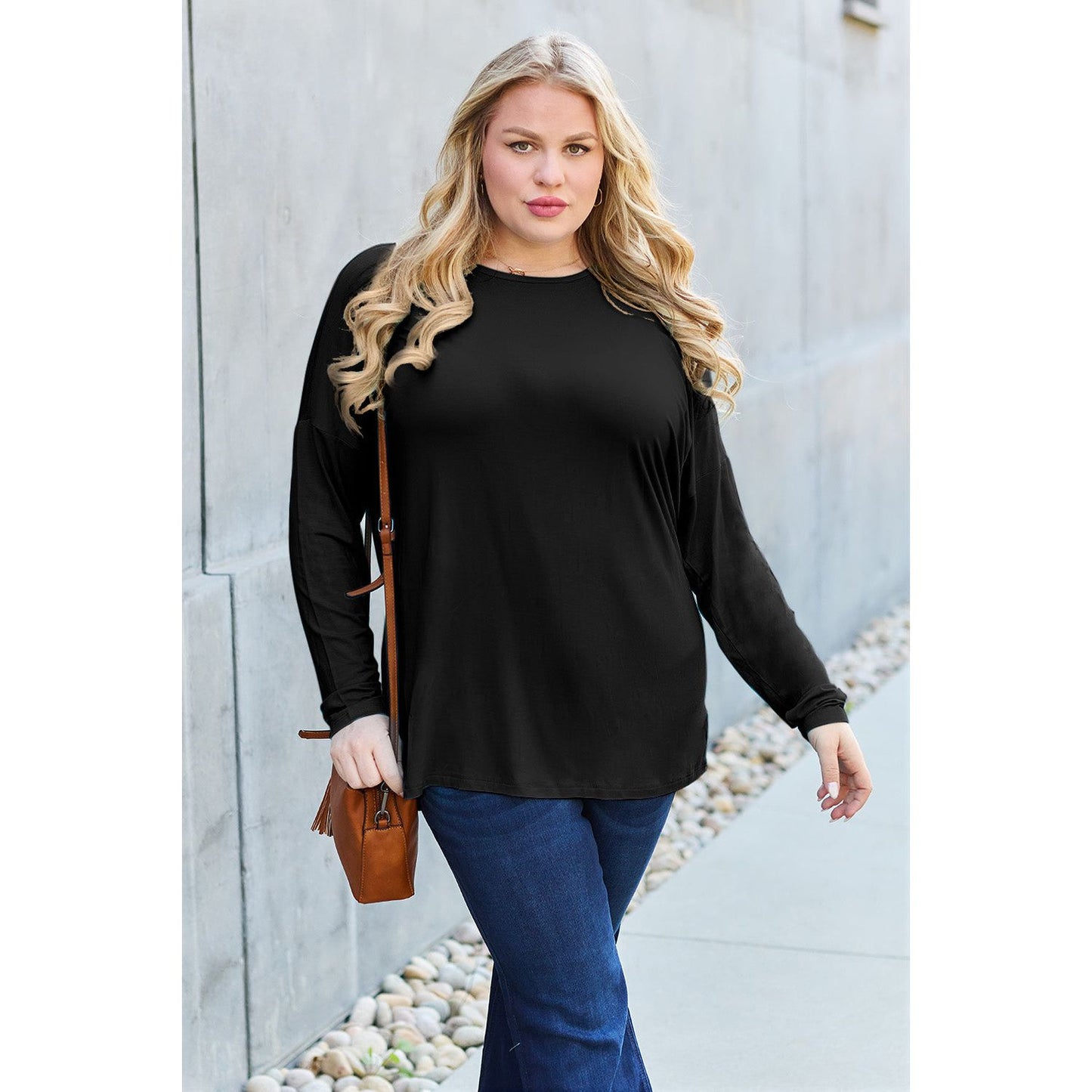 Basic Bae Full Size Round Neck Dropped Shoulder T-Shirt