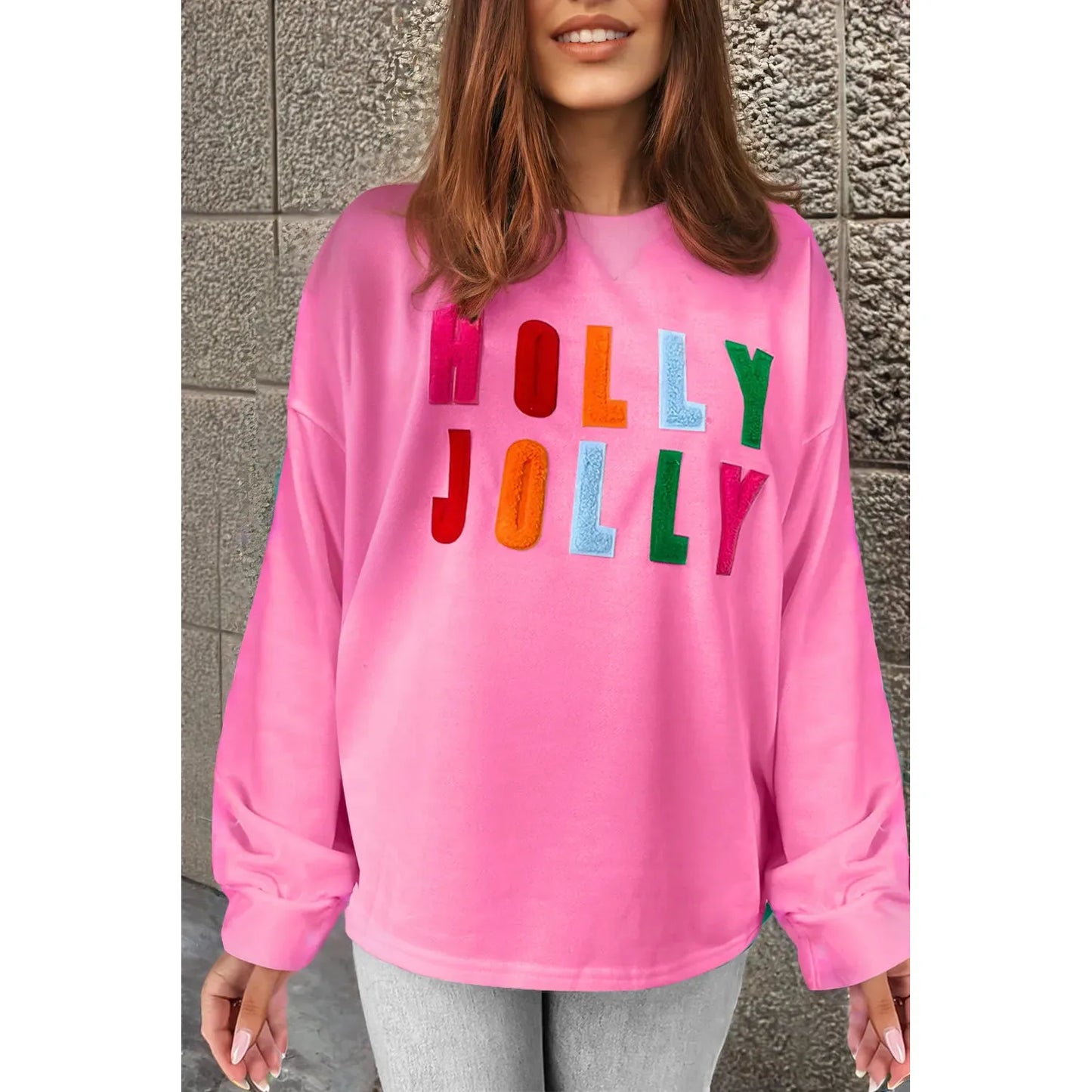 HOLLY JOLLY Round Neck Long Sleeve Top