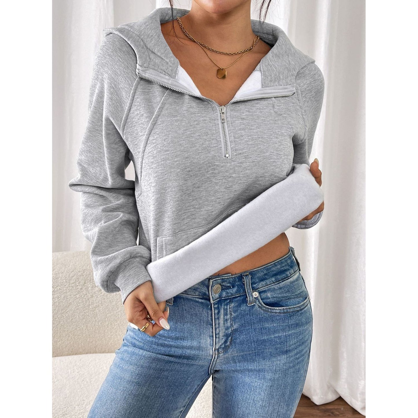 Perfee Half Zip Long Sleeve Hoodie