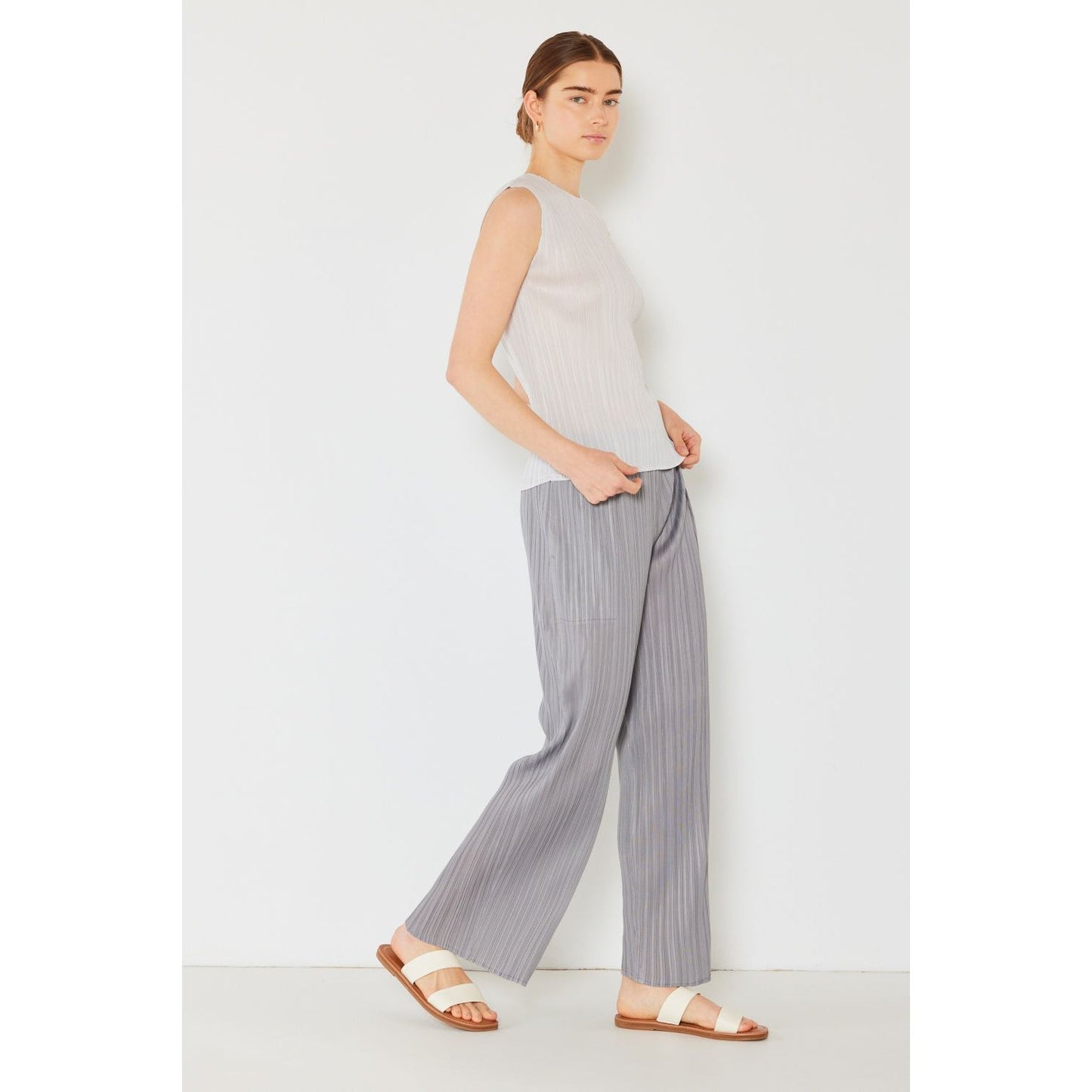 Marina West Swim Pleated Elastic-Waist Straight Pants