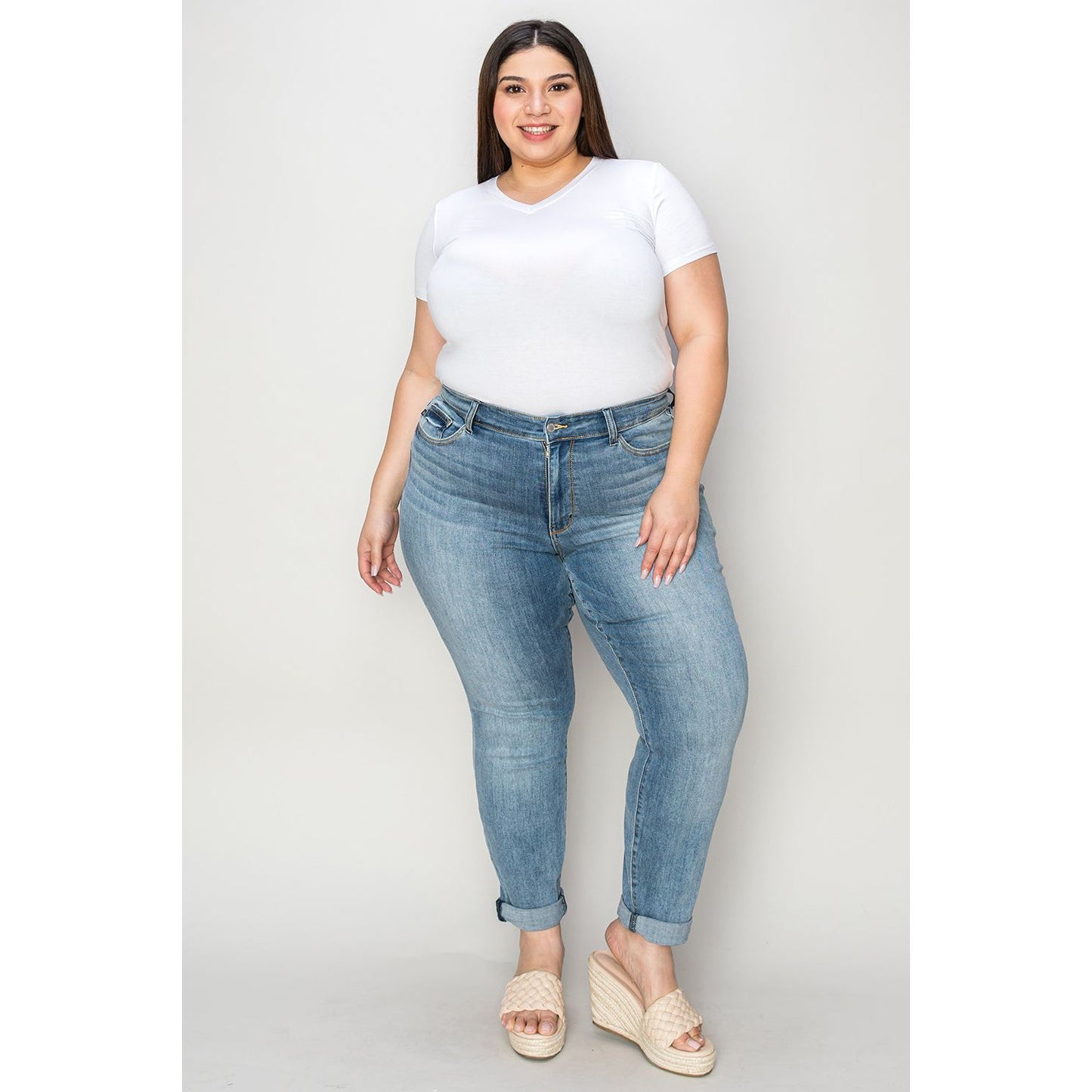 Judy Blue Full Size Cuffed Hem Slim Jeans