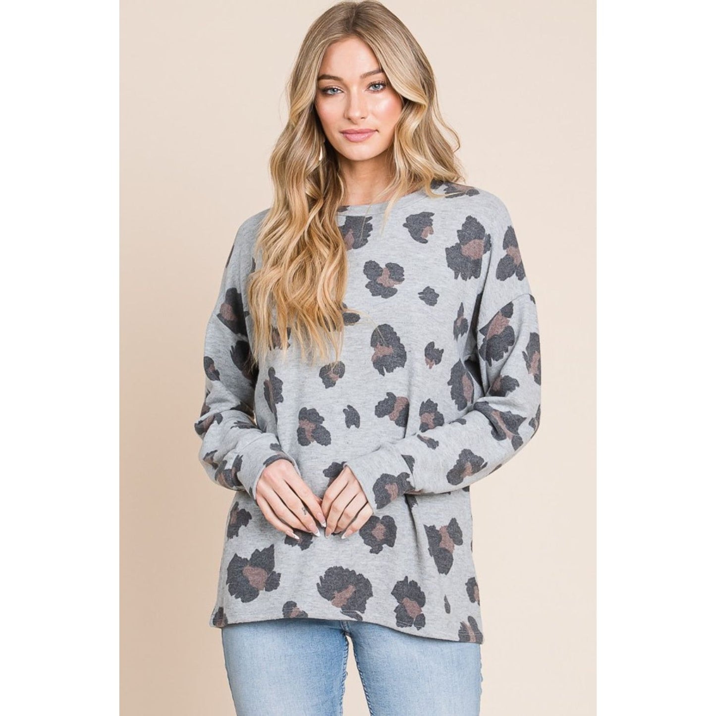 BOMBOM Leopard Drop Shoulder T-Shirt