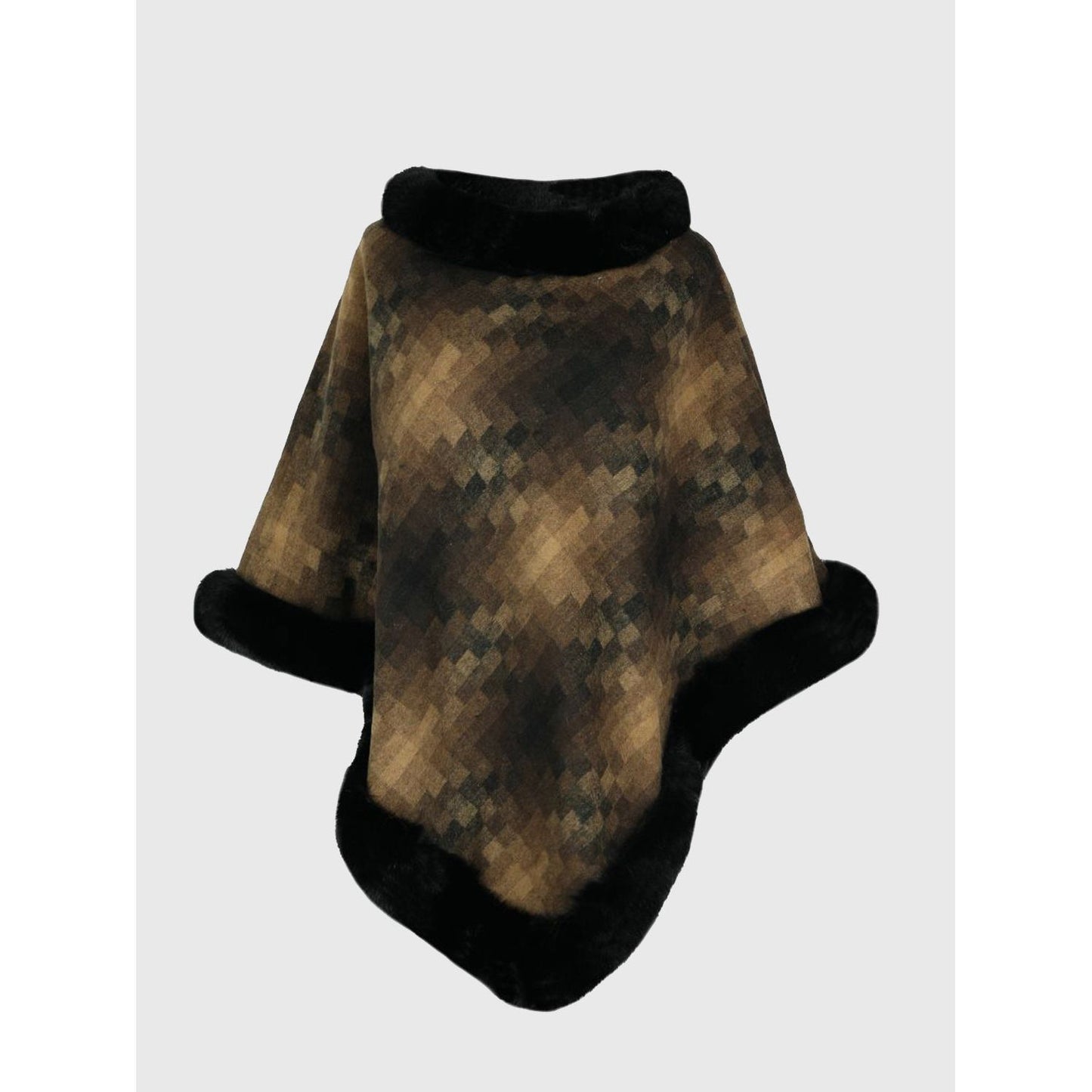 Faux Fur Trim Poncho