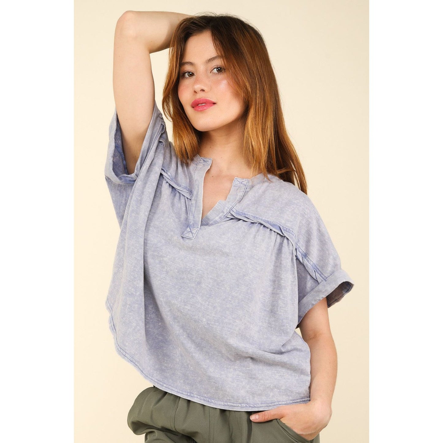 VERY J Nochted Short Sleeve Washed T-Shirt