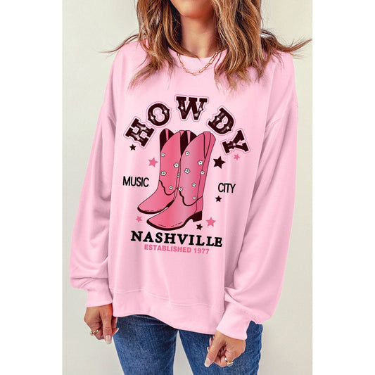 Cowboy Boots Graphic Dropped Shoulder Sweatshirt