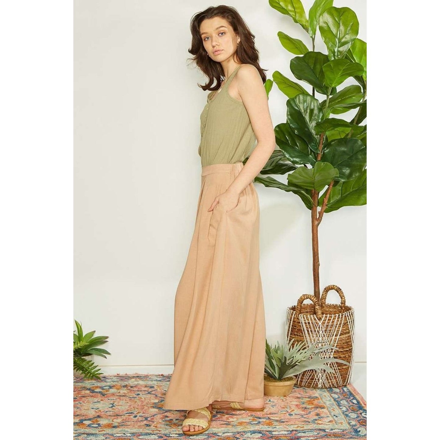 Mittoshop Wrap Pleating Detail Wide Leg Pants