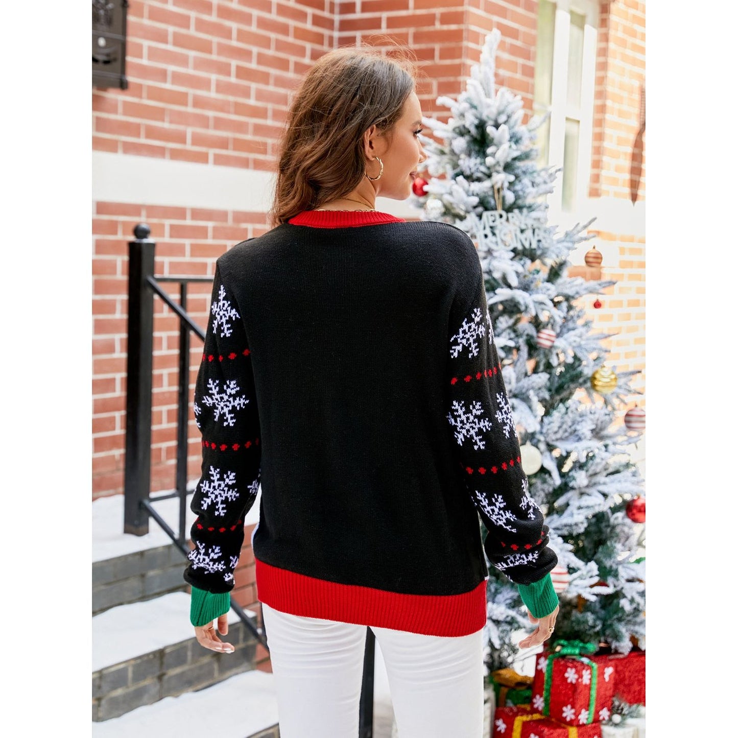 Santa Round Neck Long Sleeve Sweater