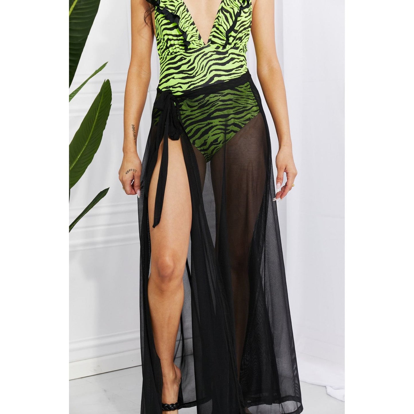 Marina West Swim Beach Is My Runway Mesh Wrap Maxi Cover-Up Skirt