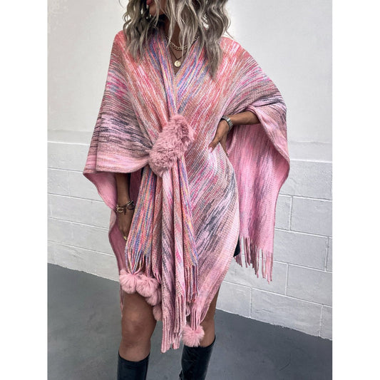 Heathered Fringe Hem Poncho