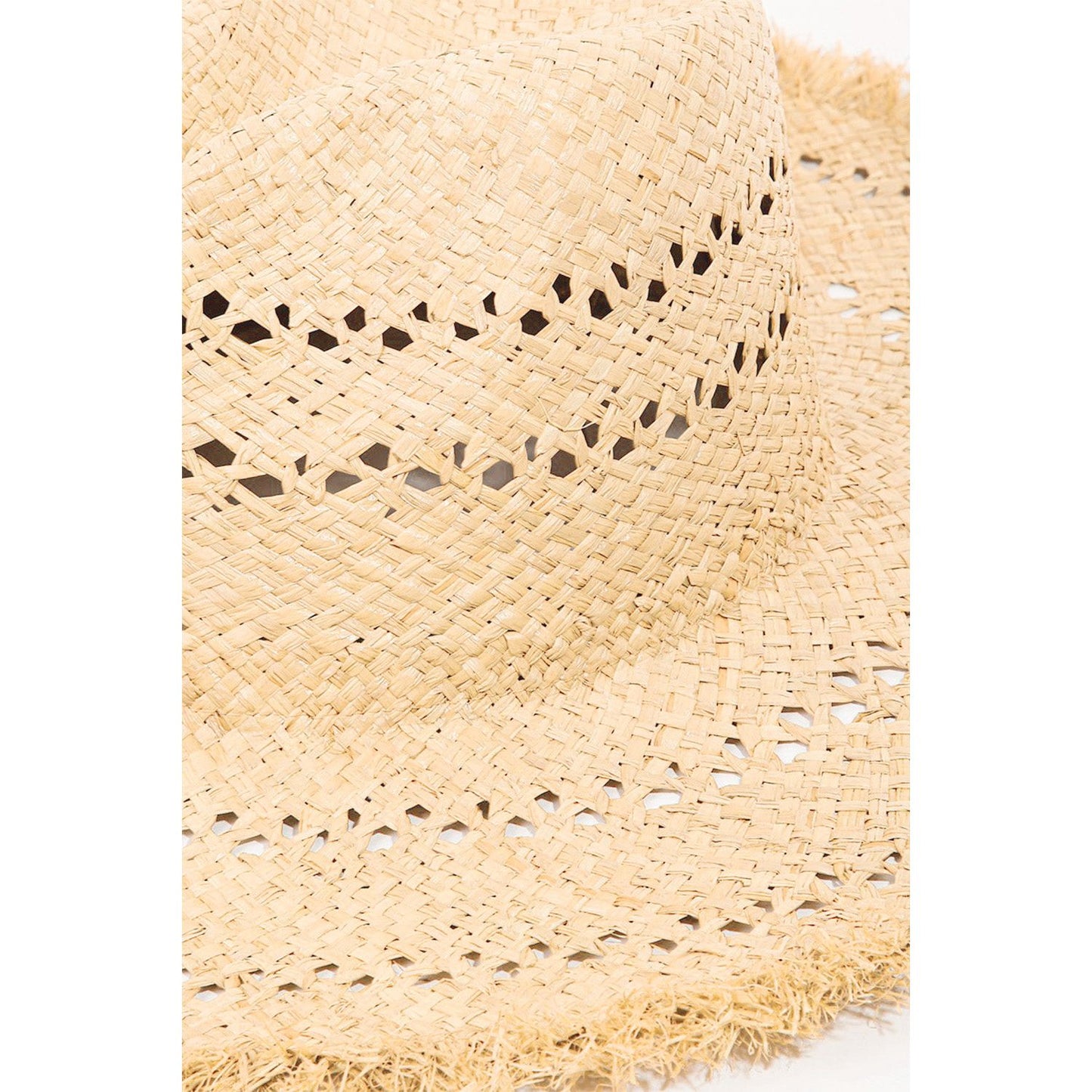 Fame Openwork Raw Hem Weave Hat