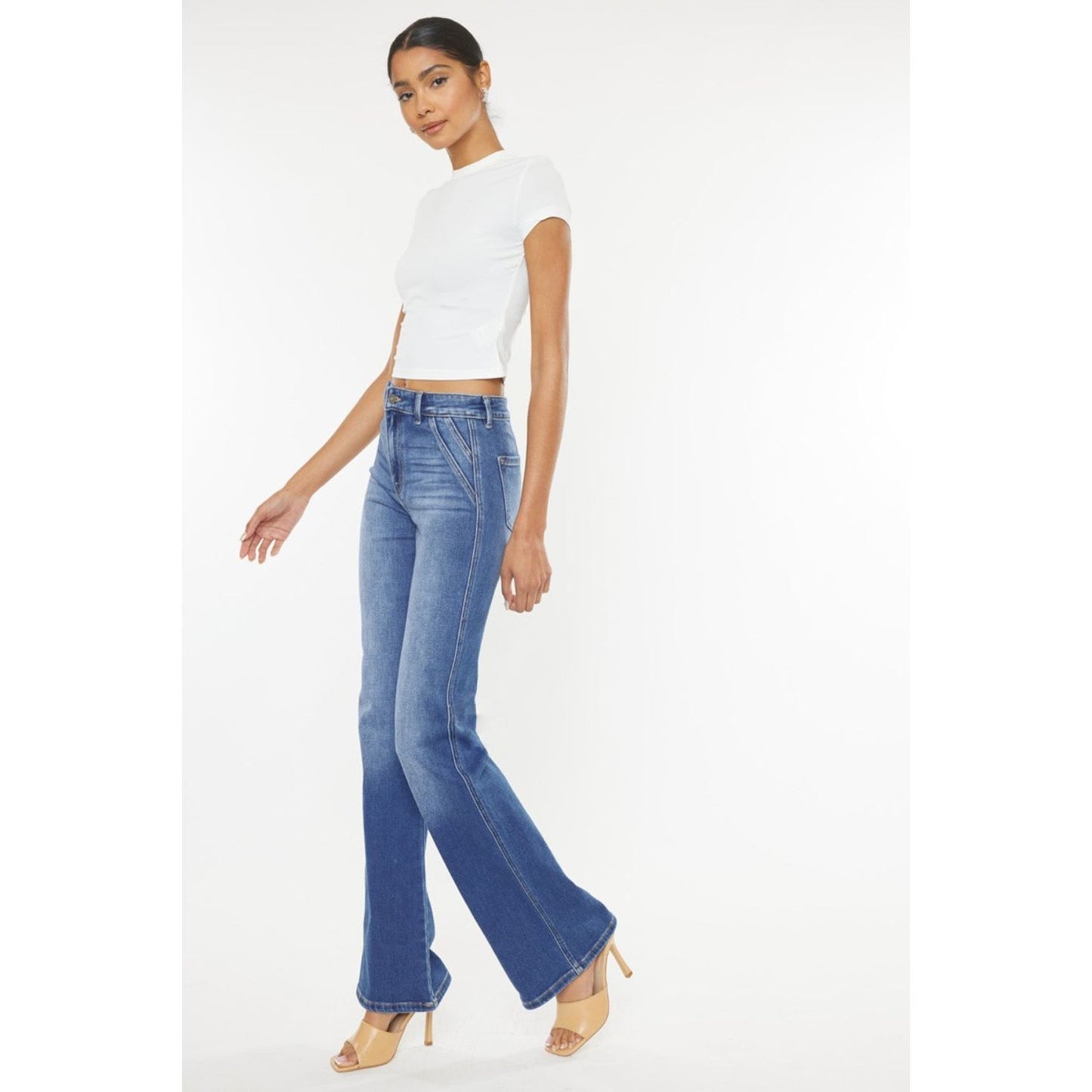 Kancan Ultra High Waist Gradient Flare Jeans