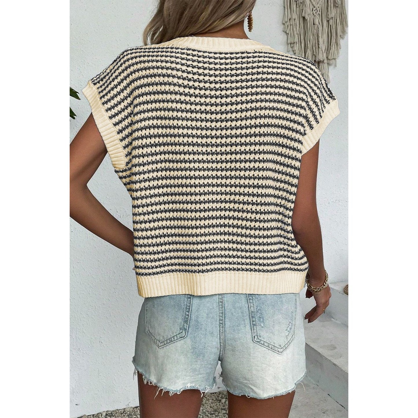 Striped Round Neck Sweater Vest