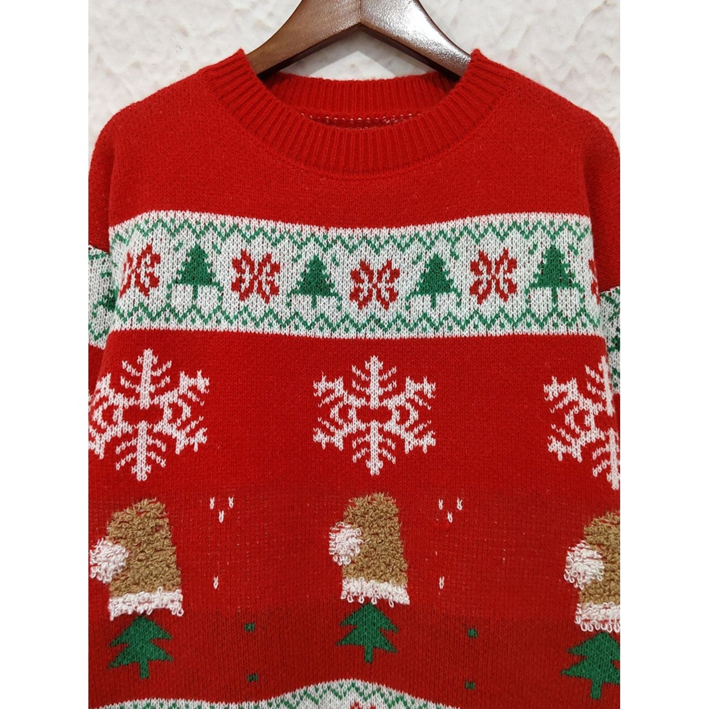 Christmas Element Round Neck Long Sleeve Sweater