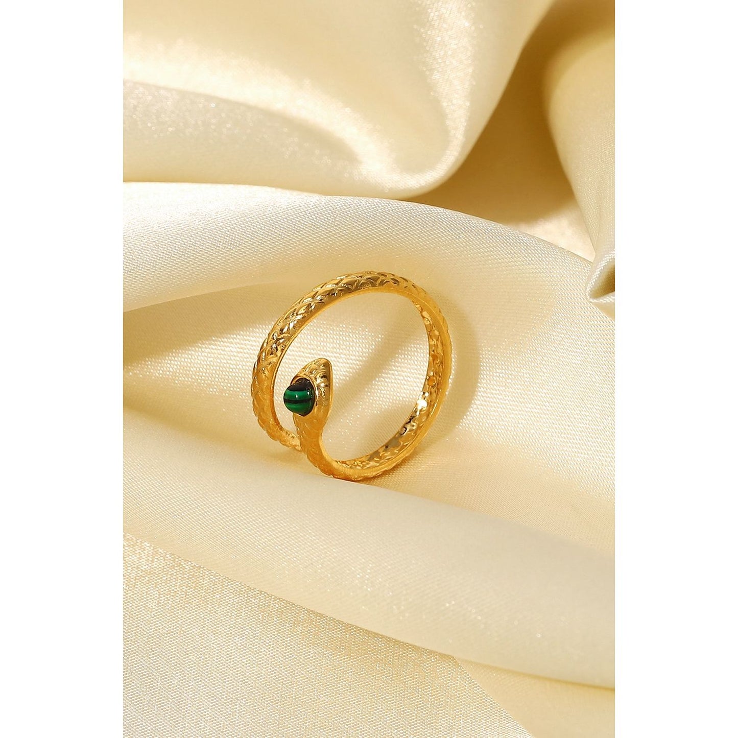 Snake Charmer Malachite Snake-Shaped Bypass Ring