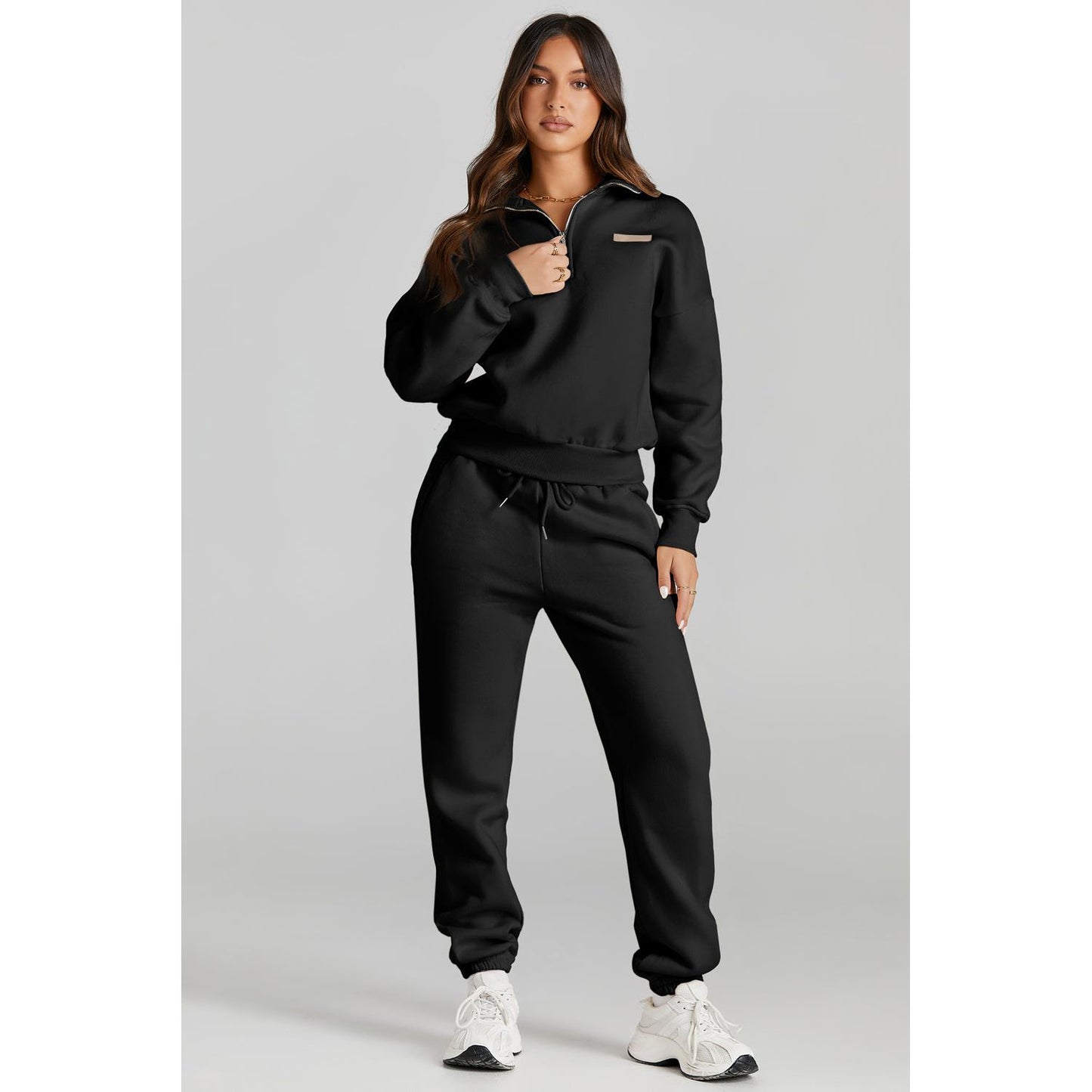 Quarter Zip Top and Drawstring Pants Active Set