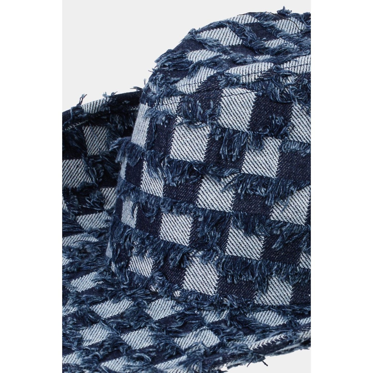 Fame Checkered Fringe Denim Cowboy Hat