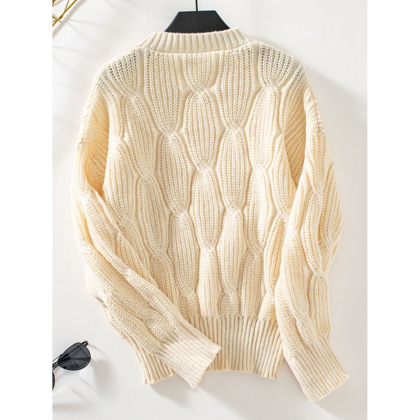 Round Neck Dropped Shoulder Sweater