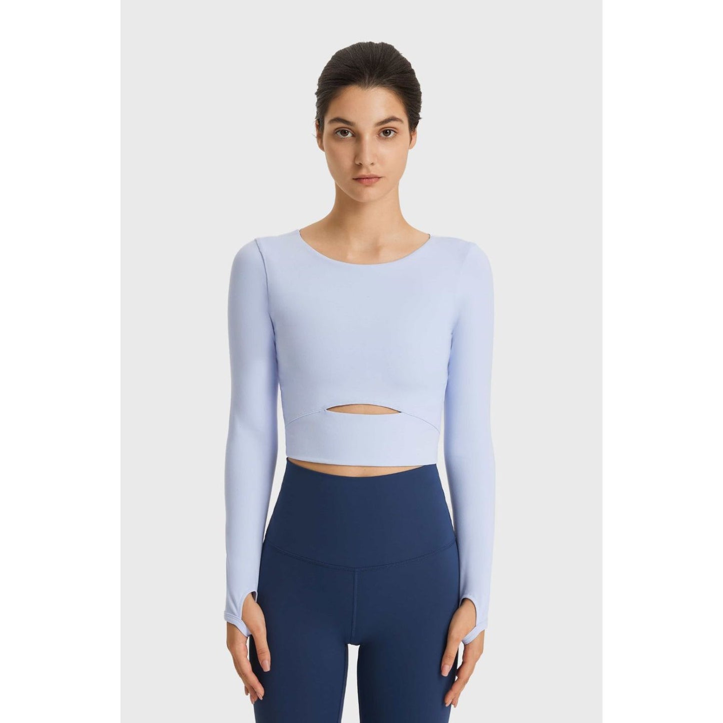 Cutout Long Sleeve Cropped Sports Top