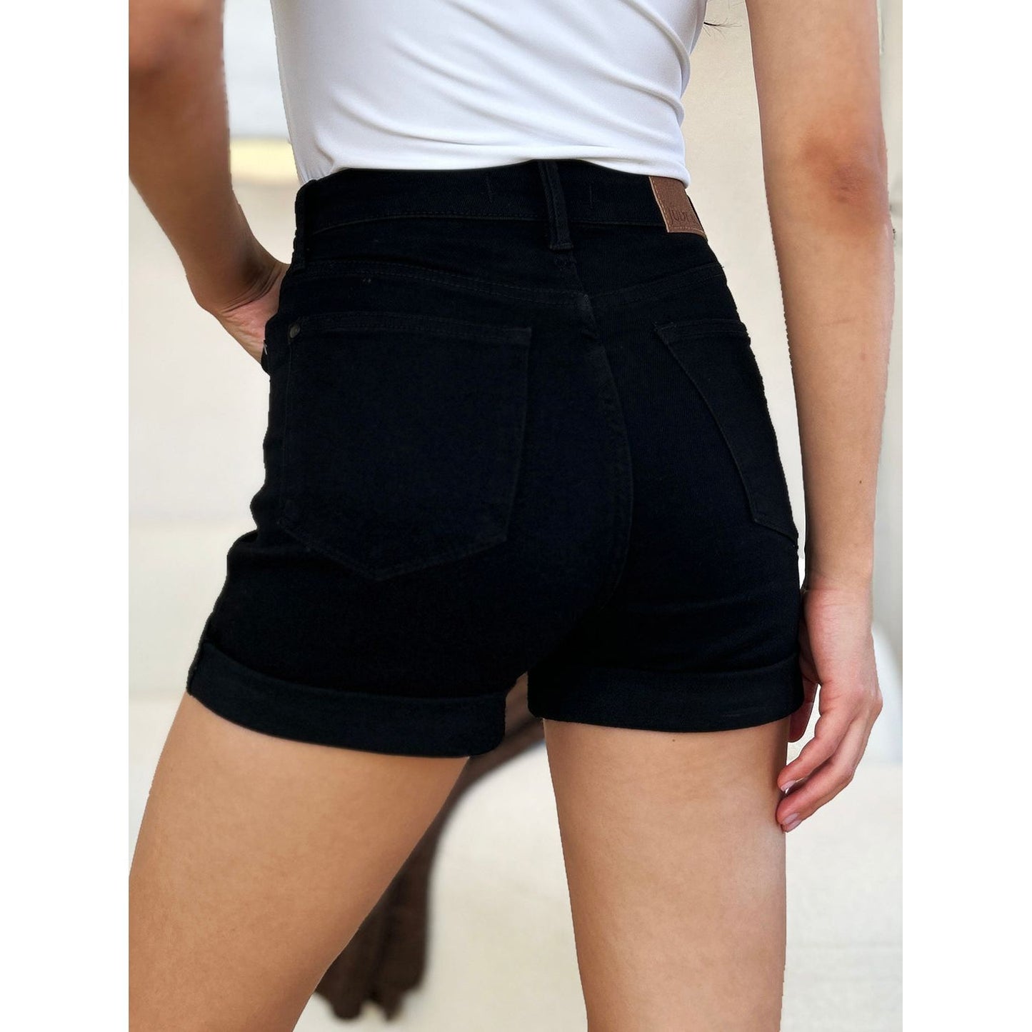 Judy Blue Full Size High Waist Tummy Control Cuffed Denim Shorts